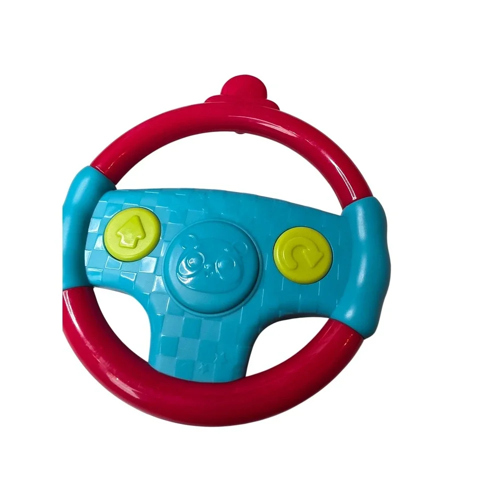 Land of B. by B. toys Woo-Hue Steering Wheel Toy Red Teal Panda Sound‎ Lights G1